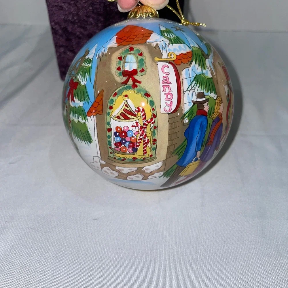 Pier 1 Li Bien Christmas Ornament 2005 Hand Painted Glass Village Toy Store Box